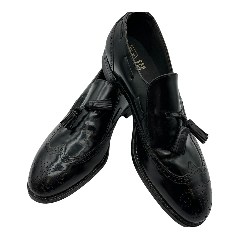 Iron Age Bostonian Wingtip Slip On Safety Toe Oxford Shoe Tassel Black Sz 10.5